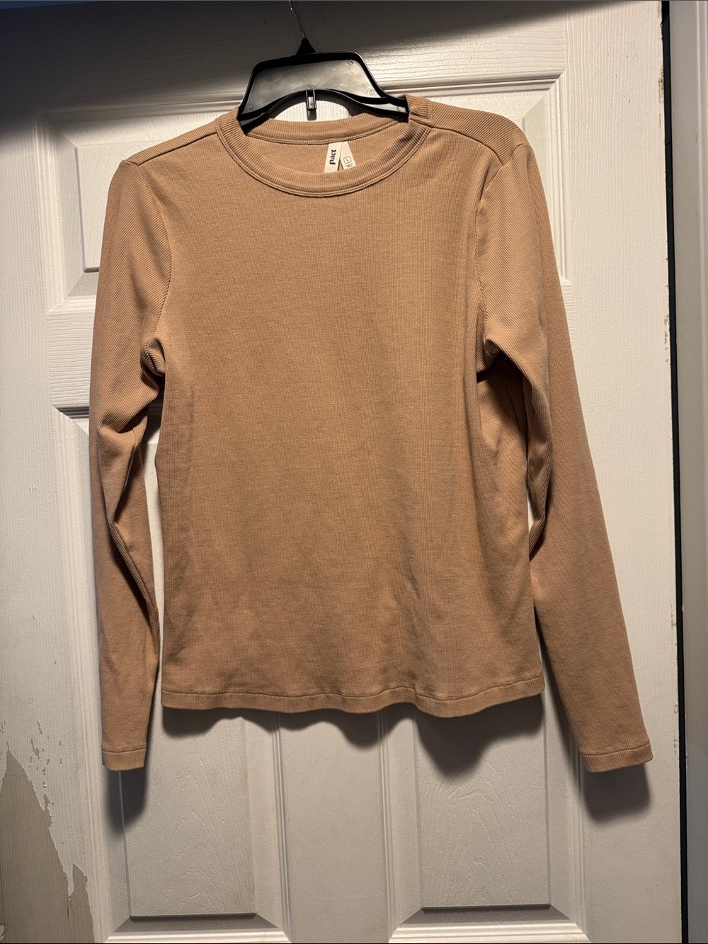Pact Ribbed Crewneck Top in Camel Tan